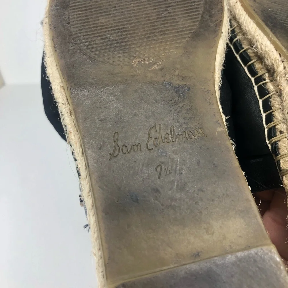 Sam Edelman Leather Black Lynda Bow Espadrille Slip On Shoes Women’s Size 7.5 - Picture 10 of 10